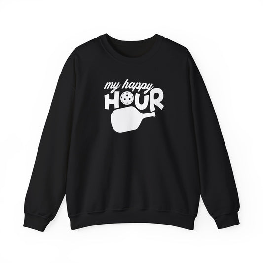 Men's Soft Pickleball Sweatshirt - My Happy Hour Black