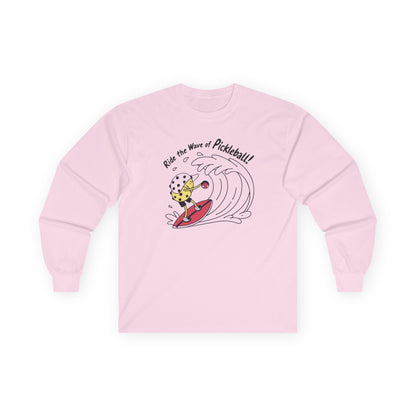 Men's Fun Pickleball Long Sleeves top - Ride the Wave of Pickleball Pink