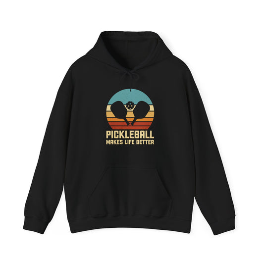 Men's Unique Pickleball Hoodie - Pickleball Make Life Better Black