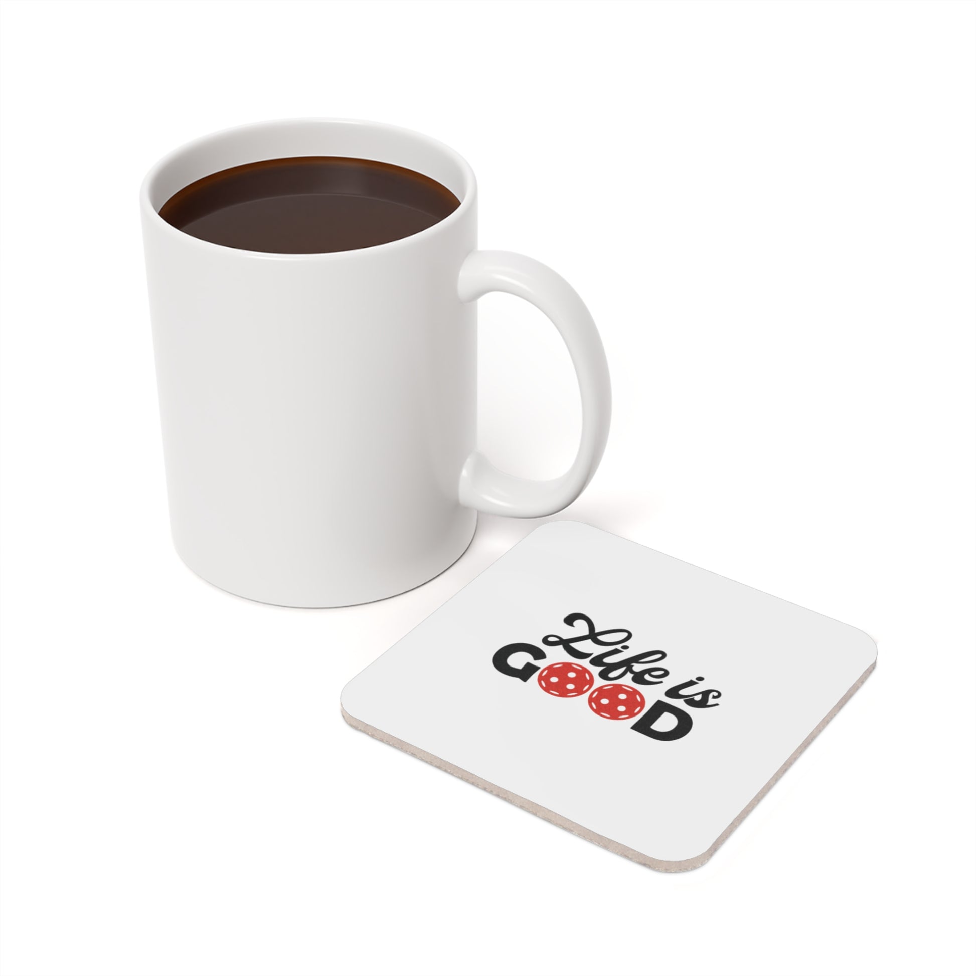 Pickleball Stylish Cork Coaster - Life is Good