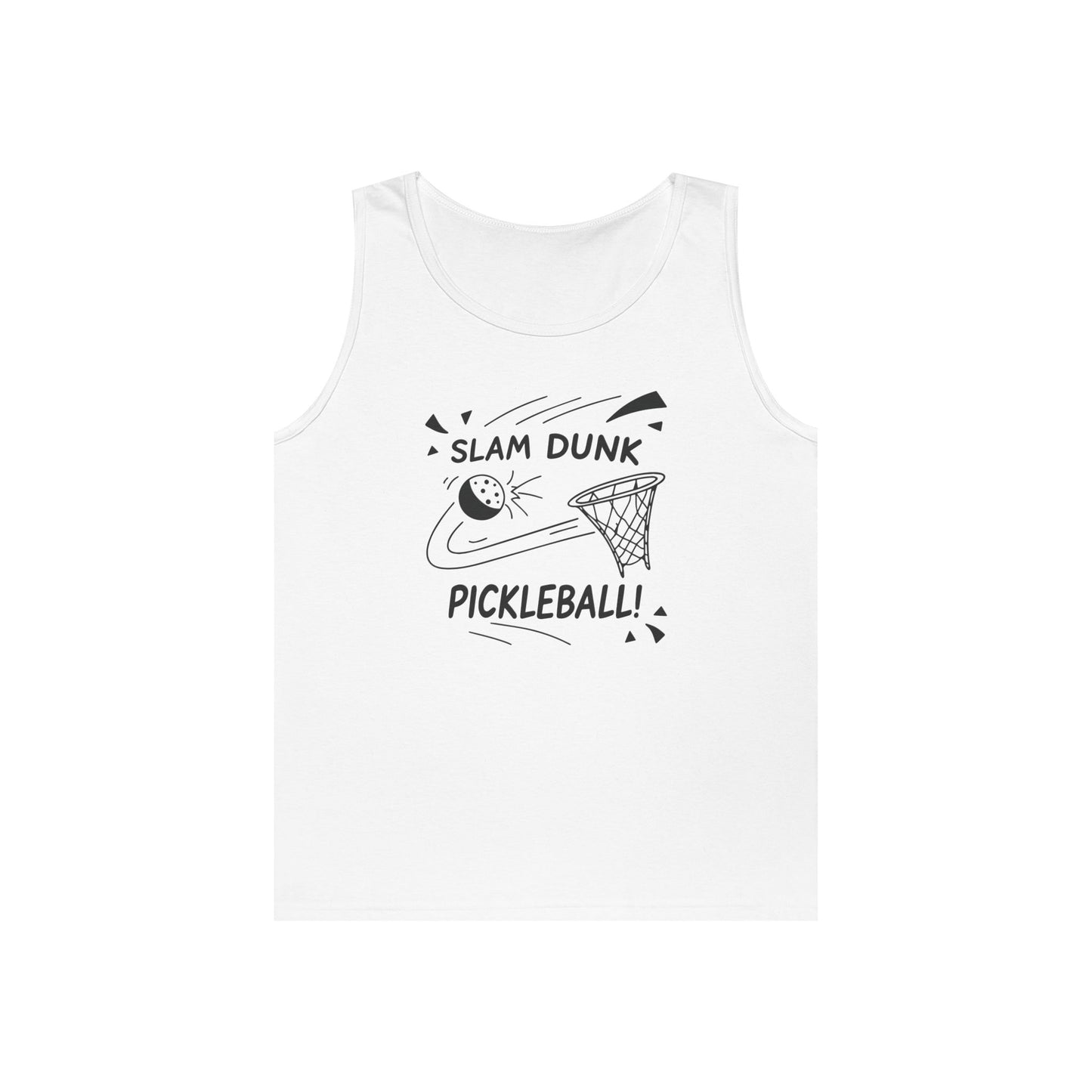 Men's Comfy Pickleball Tank Top - Slam Dunk Pickleball White