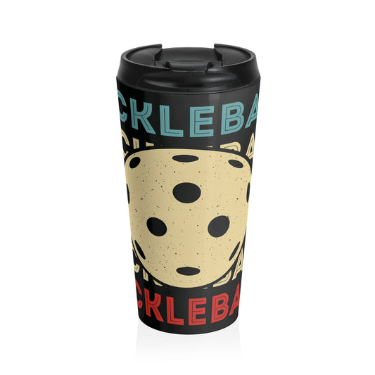 Pickleball Cool Travel Mug - Pickleball and Ball Black
