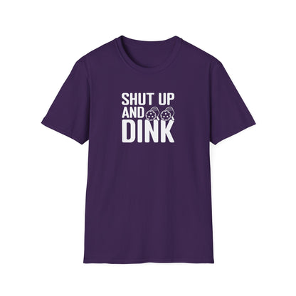 Men's Funny Pickleball T-shirt - Shut Up and Dink Purple