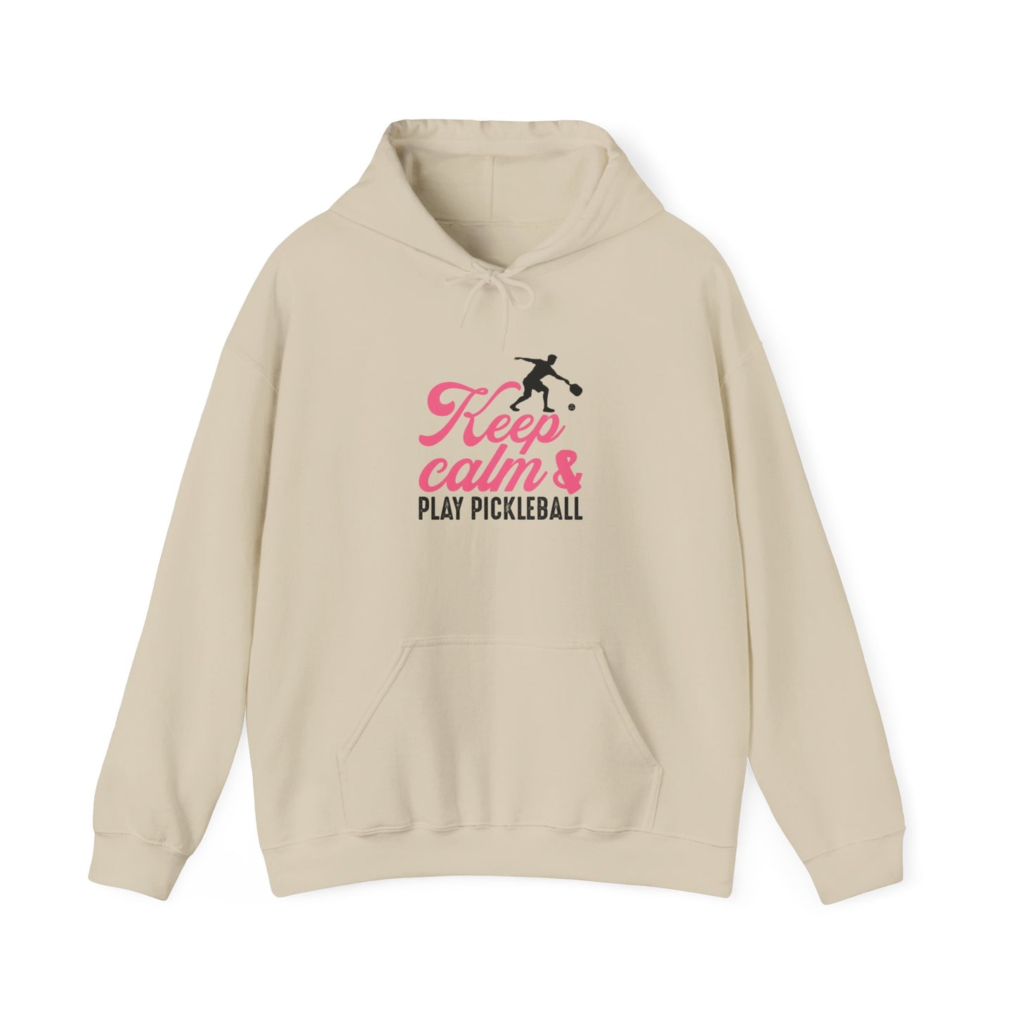 Women's Cute Pickleball Hoodie - Keep Calm & Play Pickleball Beige