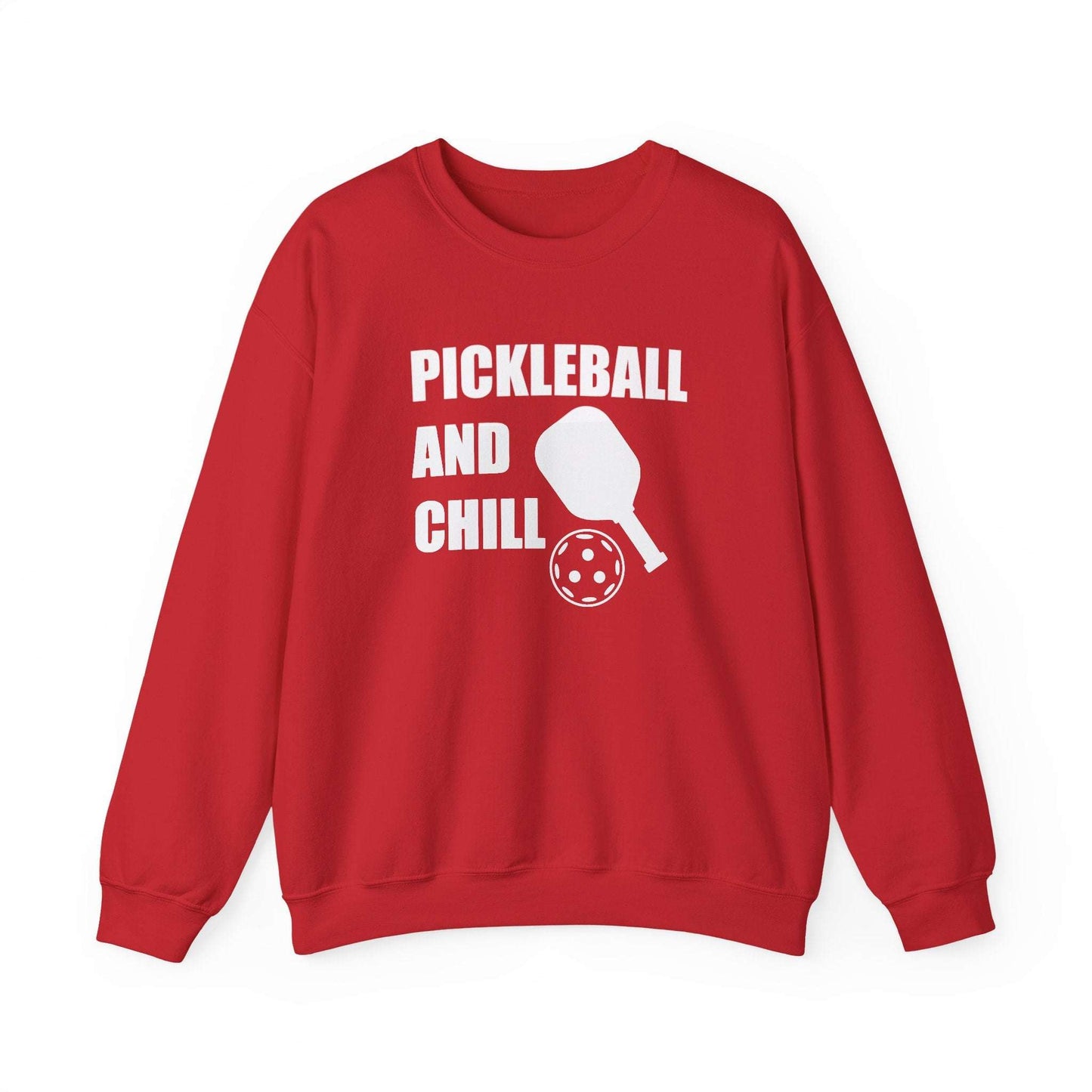 Women's Stylish Pickleball Sweatshirt - Pickleball and Chill Red