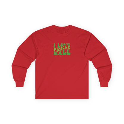 Women's Cute Pickleball Long Sleeves top - I Love Pickleball Red