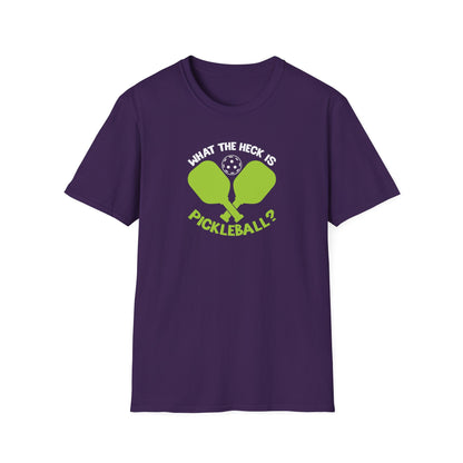 Men's Funny Pickleball T-shirt - What the Heck Is Pickleball? Purple