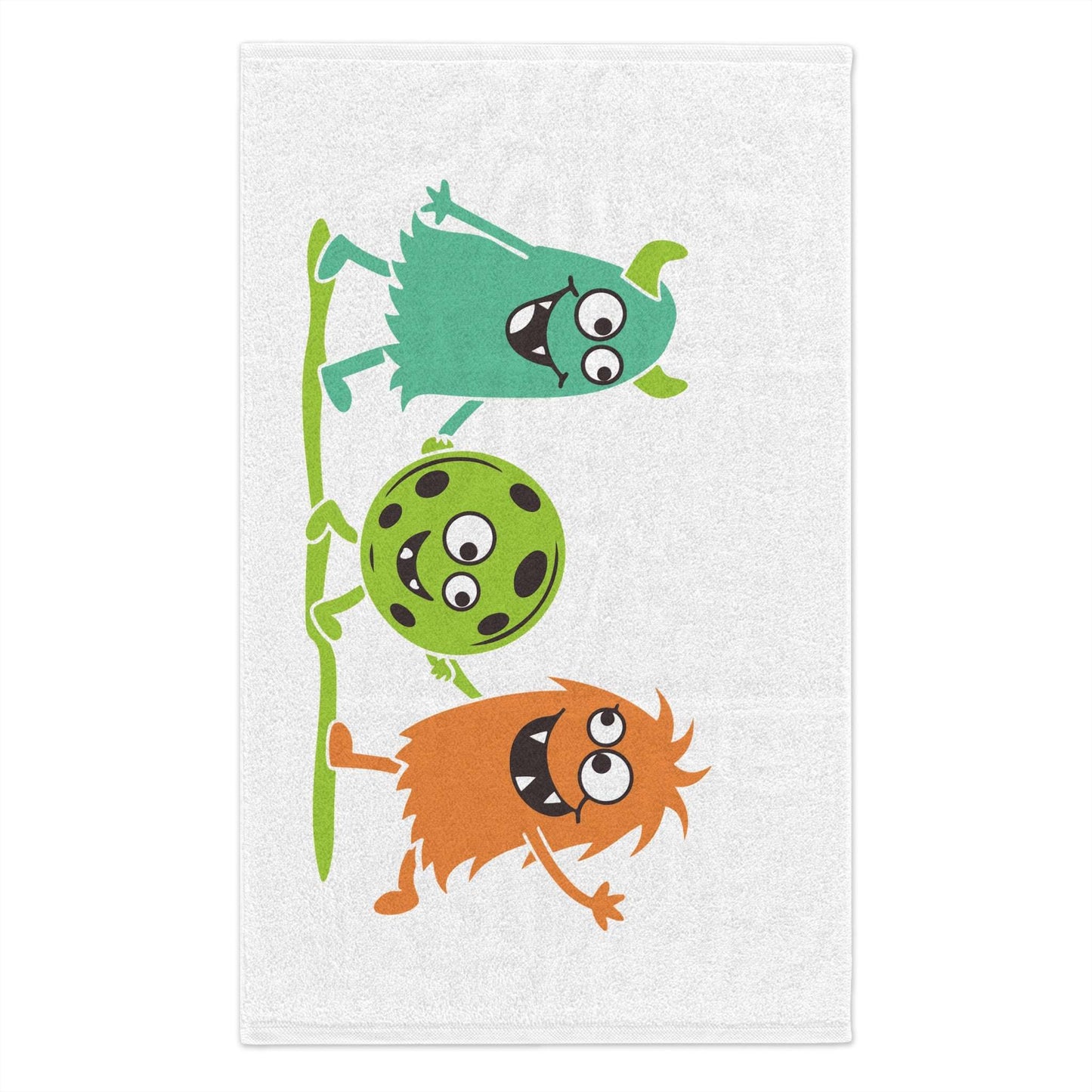 Pickleball Cute Rally Towel - Pickleball Monsters White