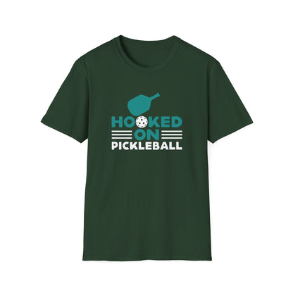 Women's Comfy Pickleball T-shirt - Hooked on Pickleball Green
