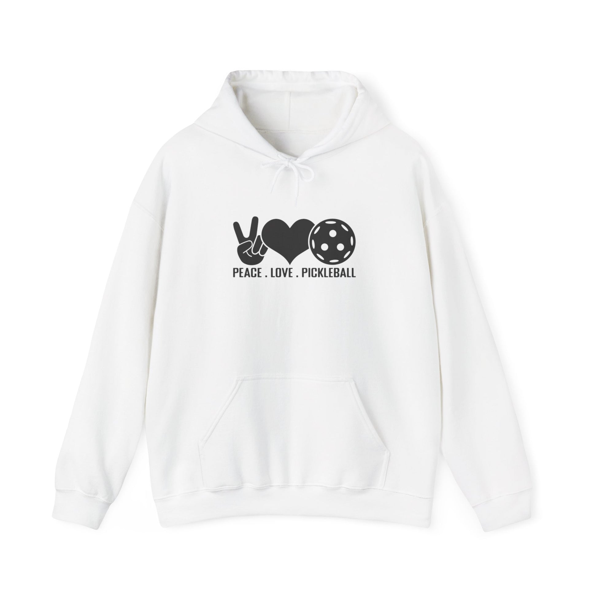 Women's Comfy Pickleball Hoodie - Peace, Love, Pickleball White