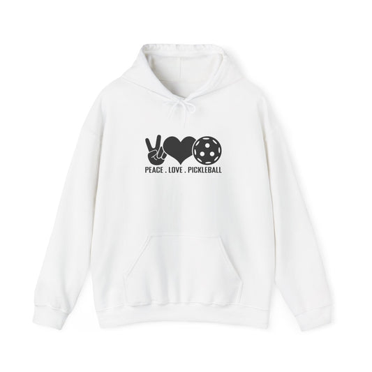 Women's Comfy Pickleball Hoodie - Peace, Love, Pickleball White