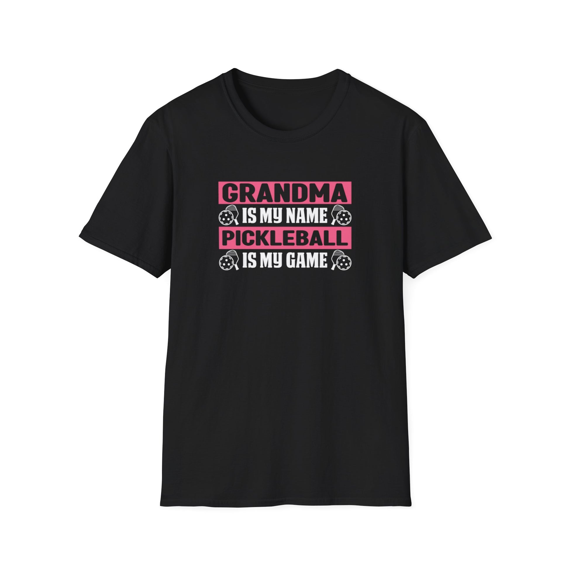 Women's Pickleball T-shirt - Grandma Is My Name Pickleball Is My Game Black