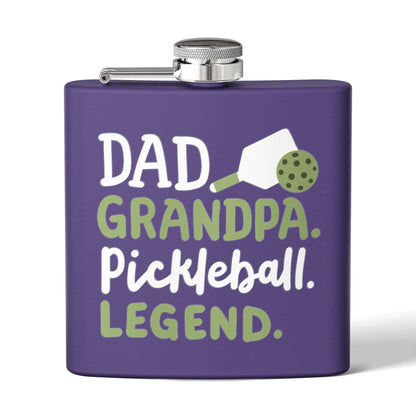 Pickleball Unique Flask - Dad Grandpa Pickleball Legend Purple