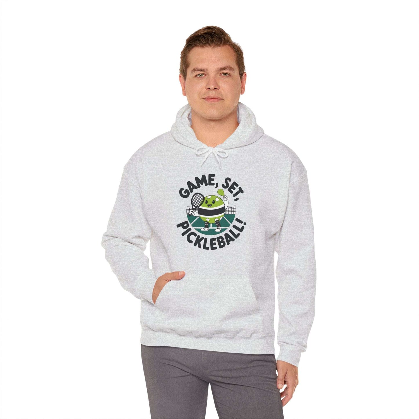 Men's Cute Pickleball Hoodie - Game, Set, Pickleball