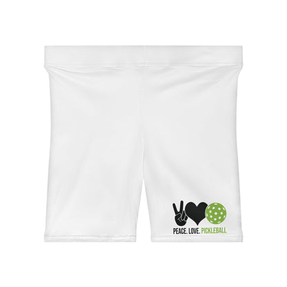 Women's Comfy Pickleball Short - Peace, Love, Pickleball White