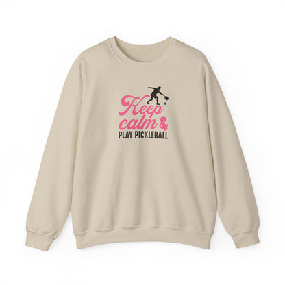 Women's Soft Pickleball Sweatshirt - Keep Calm & Play Pickleball Beige