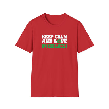 Men's Funny Pickleball T-shirt - Keep Calm and Love Pickles