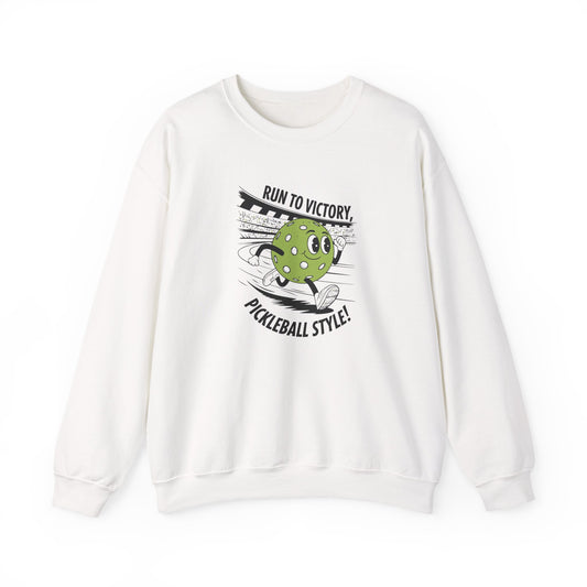Men's Soft Pickleball Sweatshirt - Run to Victory Pickleball Style White