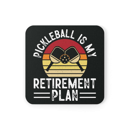 Pickleball Funny Cork Coaster - Pickleball Is My Retirement Plan Black