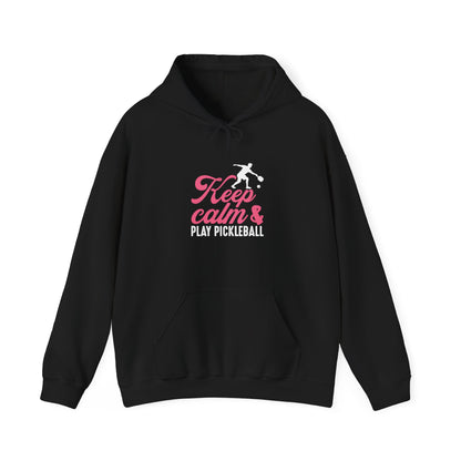 Women's Playful Pickleball Hoodie - Keep Calm & Play Pickleball Black