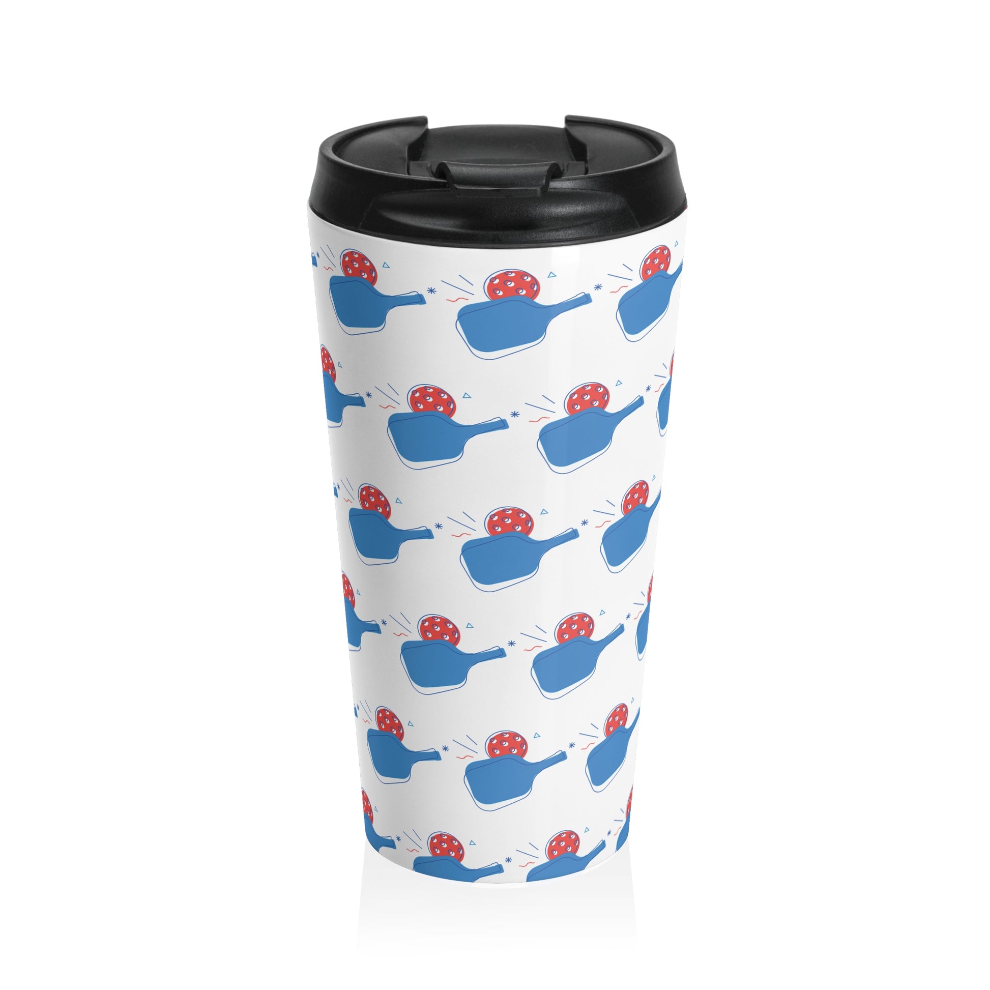 Pickleball Durable Travel Mug - Paddle and Ball White
