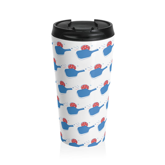 Pickleball Durable Travel Mug - Paddle and Ball White