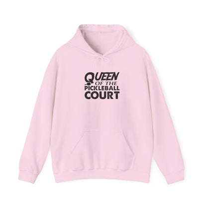 Women's Comfy Pickleball Hoodie - Queen of the Pickleball Court Pink