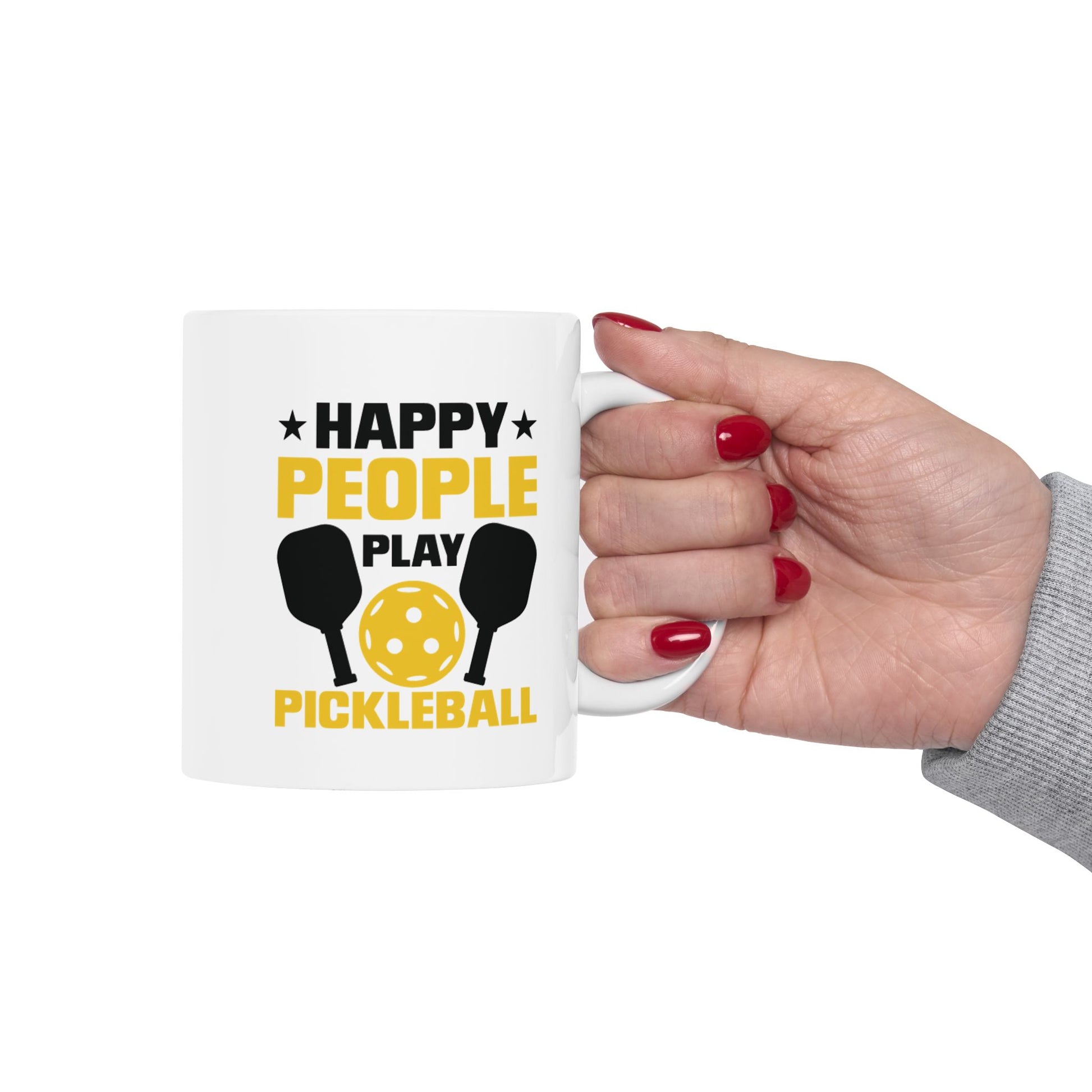 Funny Pickleball Mug Ceramic - Happy People Play Pickleball