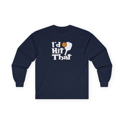 Women's Funny Pickleball Long Sleeves top - I'd Hit That Navy