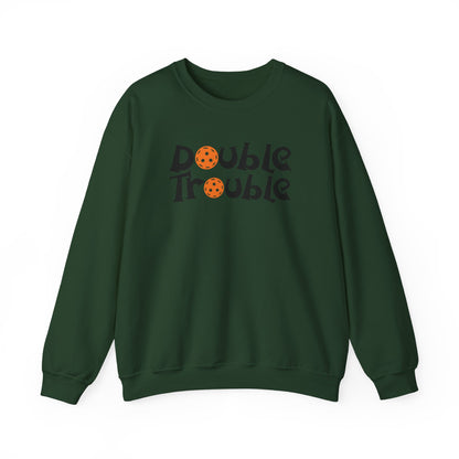 Women's Funny Pickleball Sweatshirt - Double Trouble Green