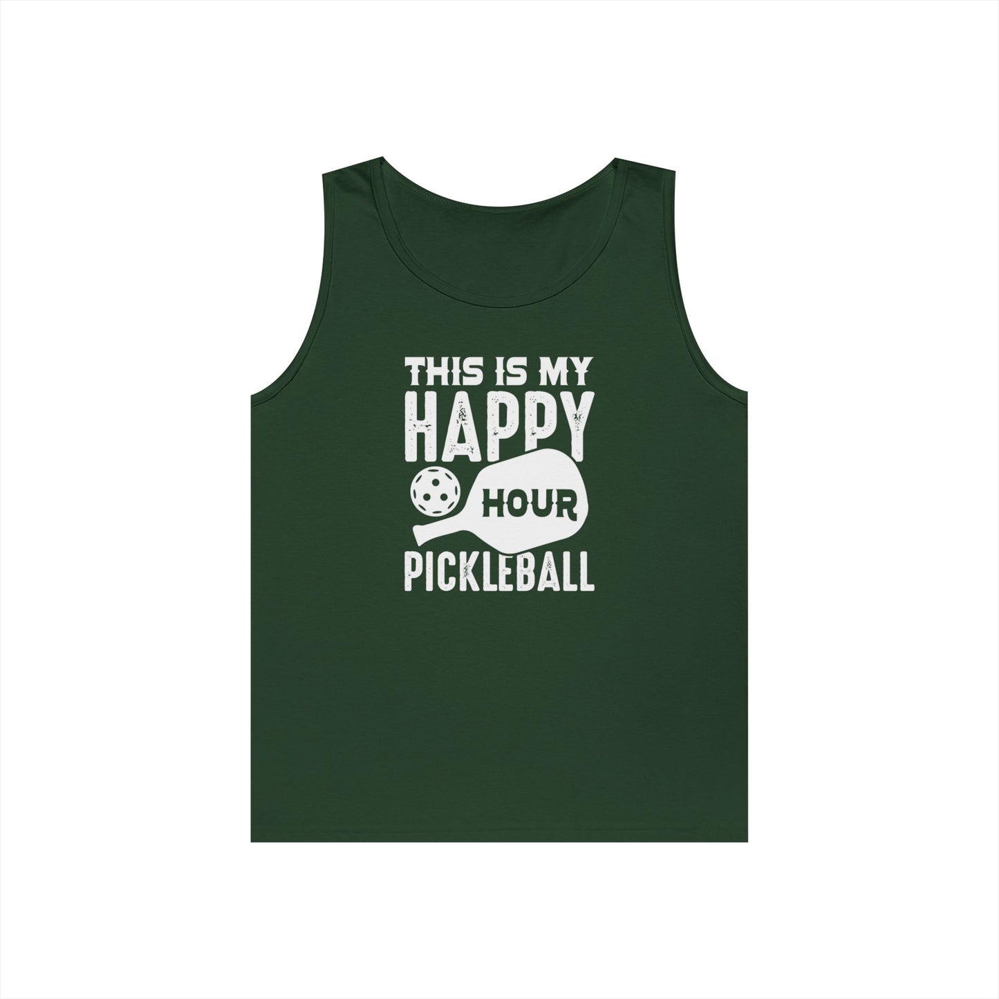 Women's Comfy Pickleball Tank Top - This Is My Happy Hour Pickleball Green