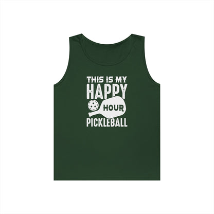 Women's Comfy Pickleball Tank Top - This Is My Happy Hour Pickleball Green