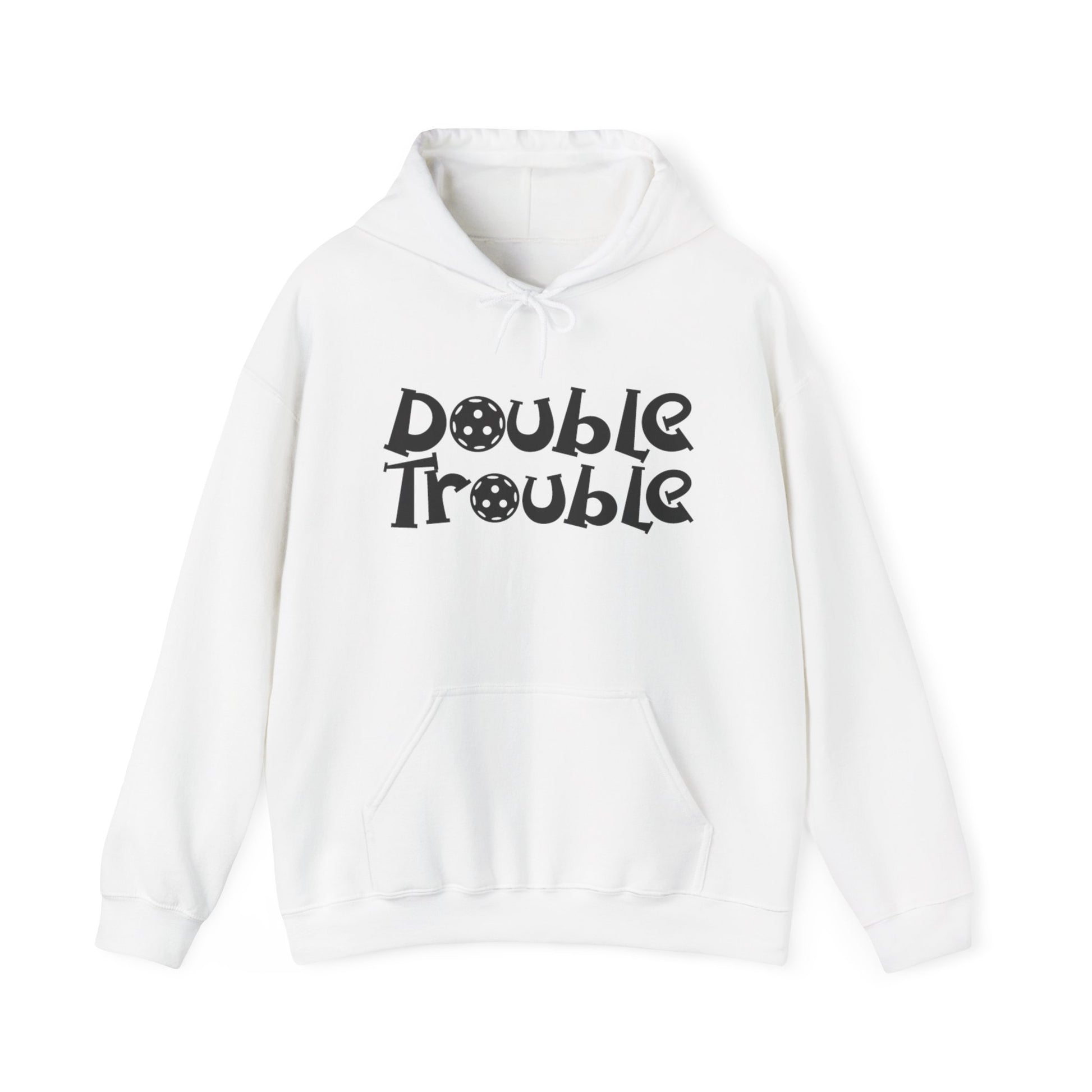 Men's Funny Pickleball Hoodie - Double Trouble White