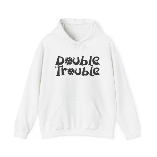 Men's Funny Pickleball Hoodie - Double Trouble White