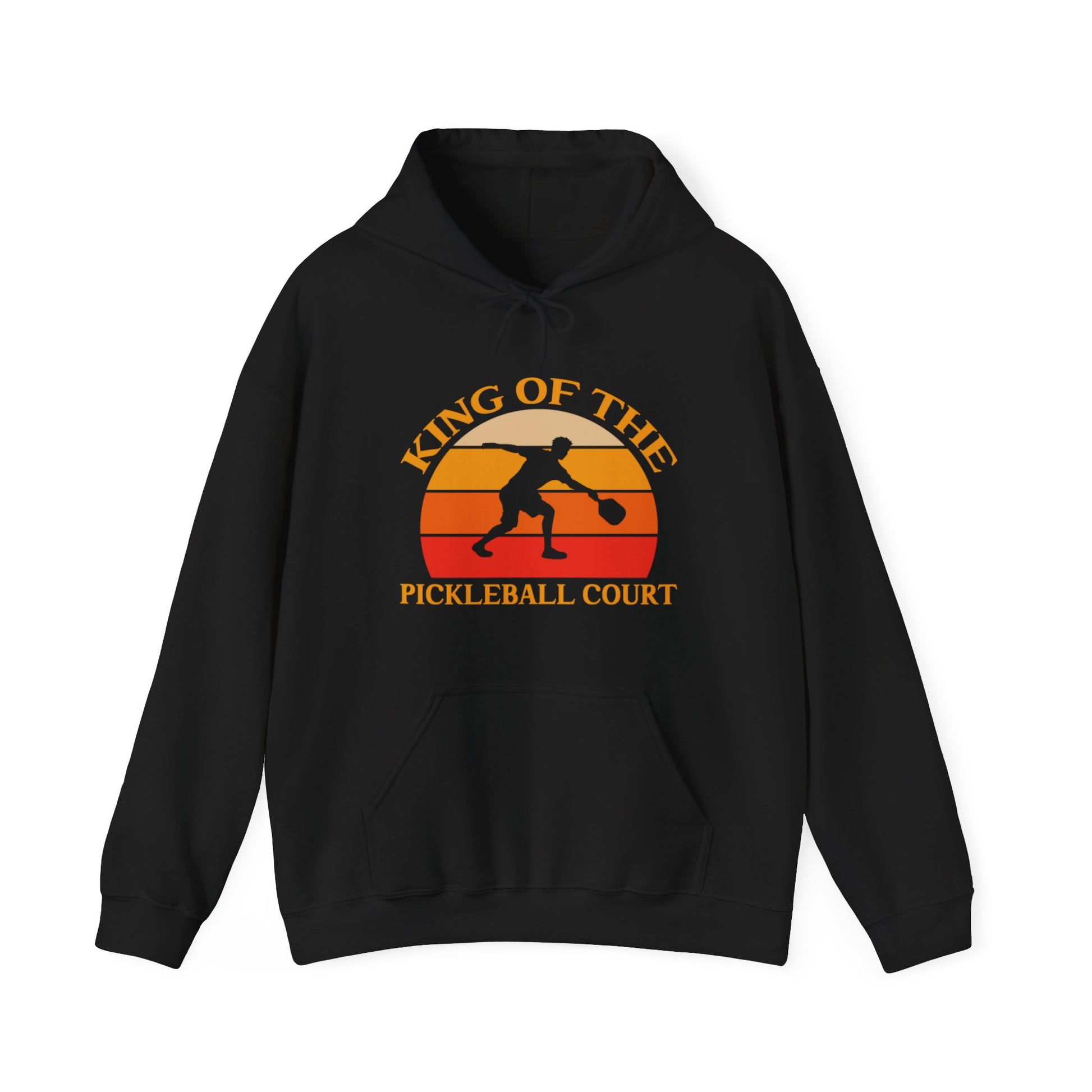 Men's Funny Pickleball Hoodie - King Of The Pickleball Court Retro Black