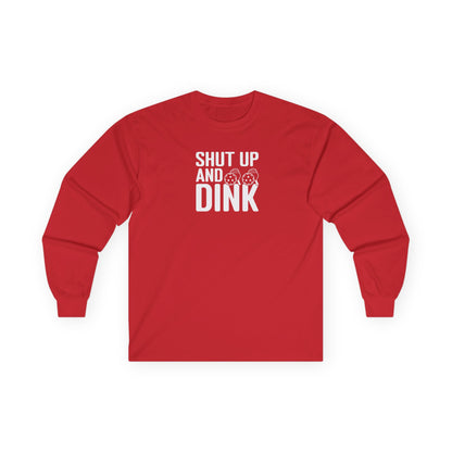 Women's Soft Pickleball Long Sleeves top - Shut Up and Dink Red