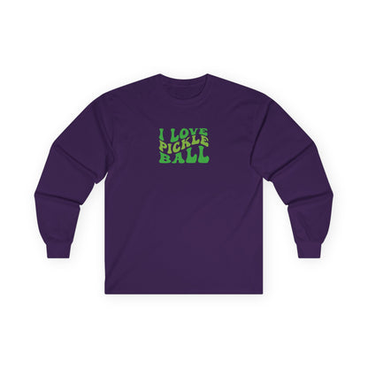 Women's Cute Pickleball Long Sleeves top - I Love Pickleball Purple