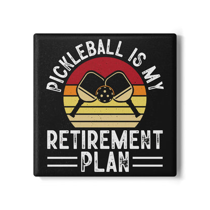 Pickleball Cool Ceramic Coaster - Pickleball Is My Retirement Plan Black