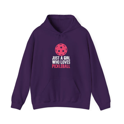 Women's Cute Pickleball Hoodie - Just A Girl Who Loves Pickleball Purple