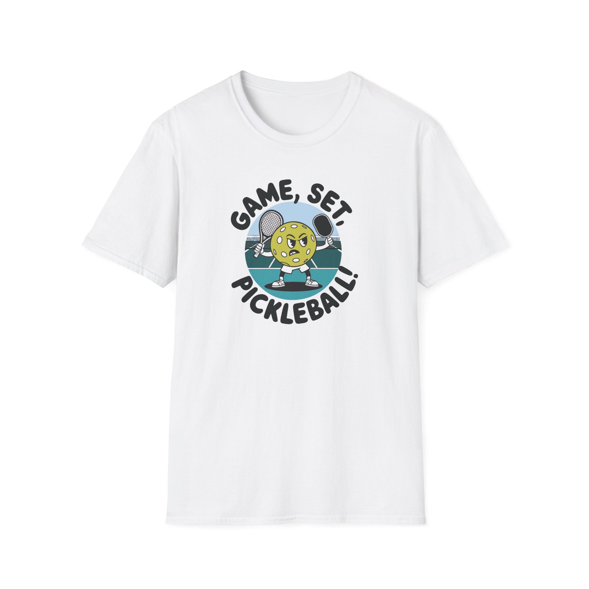 Women's Cute Pickleball T-shirt - Game, Set, Pickleball White