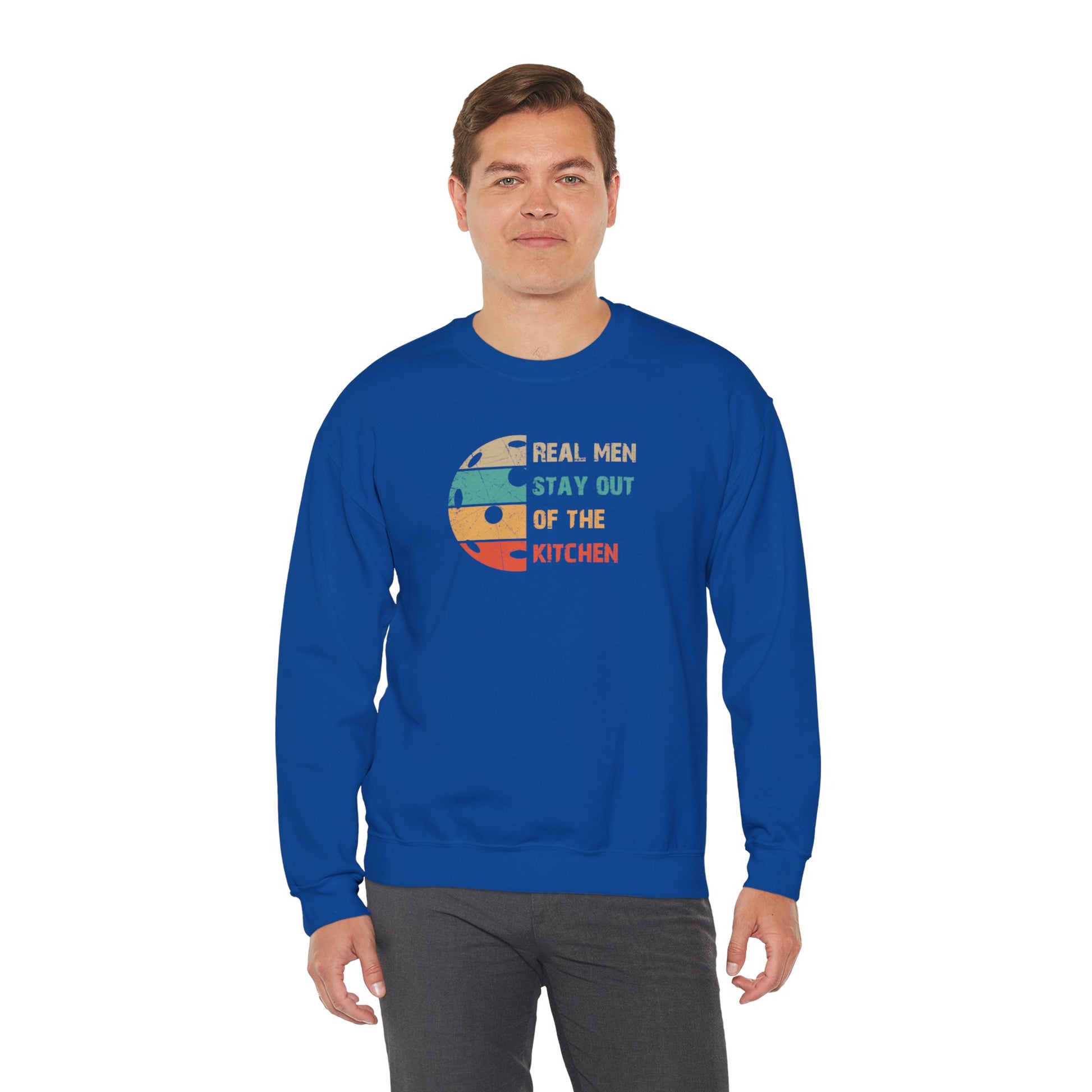 Men's Pickleball Sweatshirt - Real Men Stay Out of the Kitchen Retro