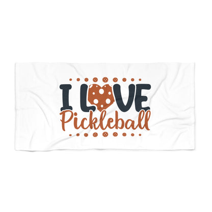 Pickleball Durable Beach Towel - I Love Pickleball White
