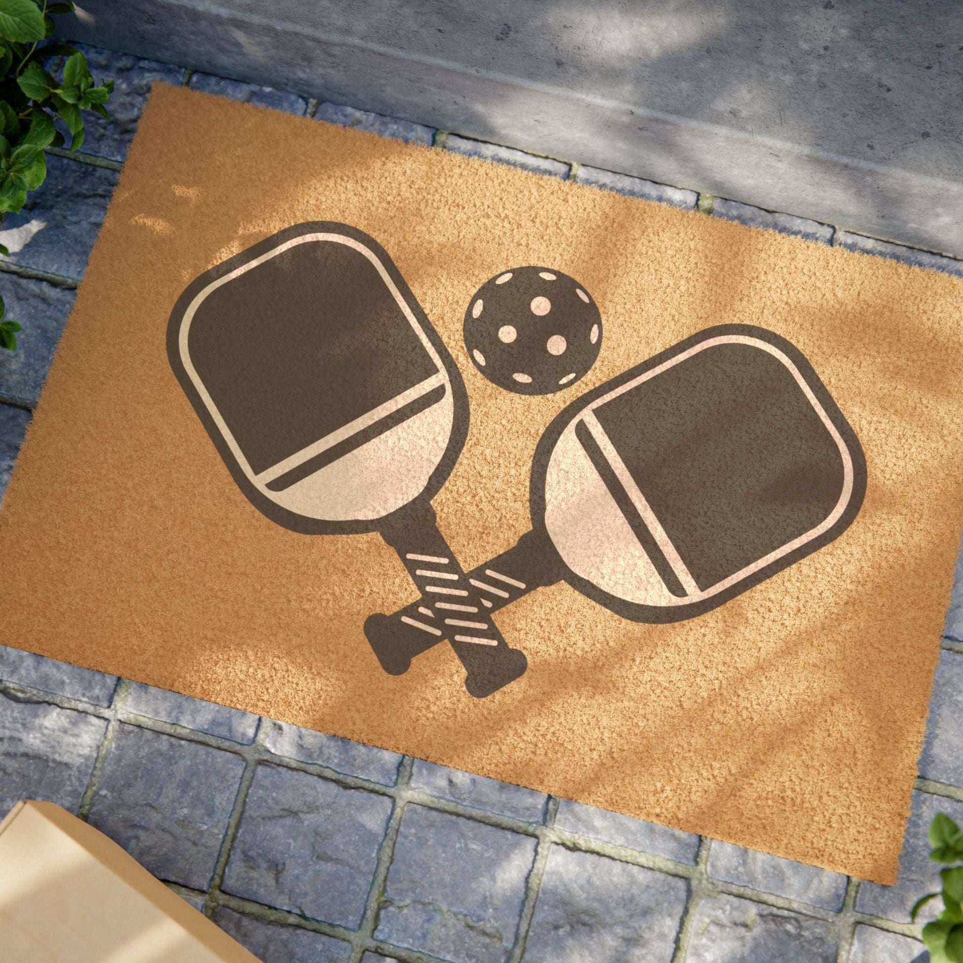 Pickleball Practical Doormat - Paddles and Ball