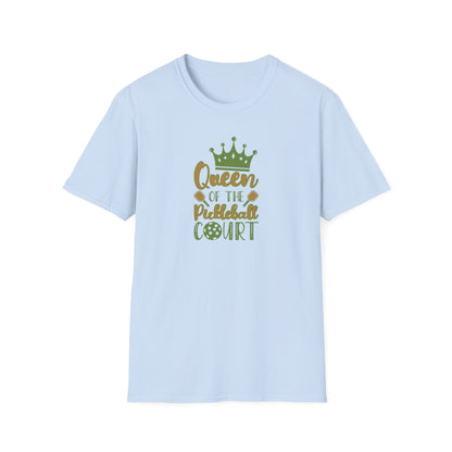 Women's Stylish Pickleball T-shirt - Queen of the Pickleball Court Blue