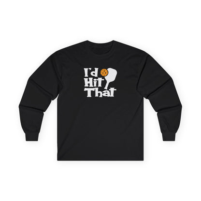 Women's Funny Pickleball Long Sleeves top - I'd Hit That Black