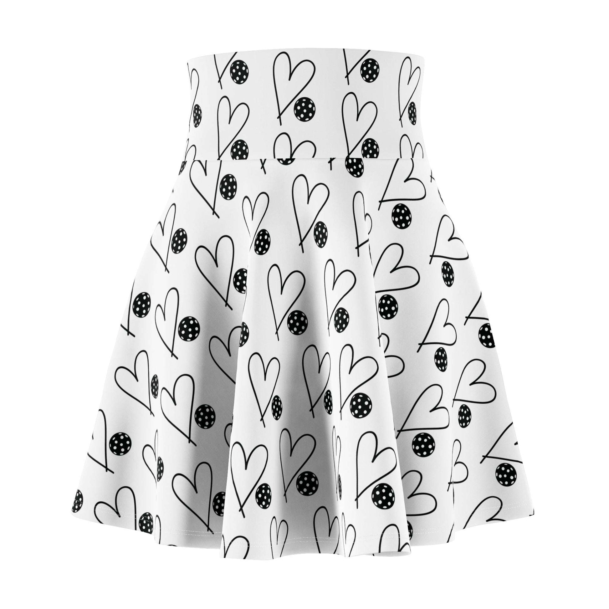 Women's Fun Pickleball Skirt - Heart and Ball White