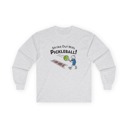 Men's Fun Pickleball Long Sleeves top - Strike Out with Pickleball Grey