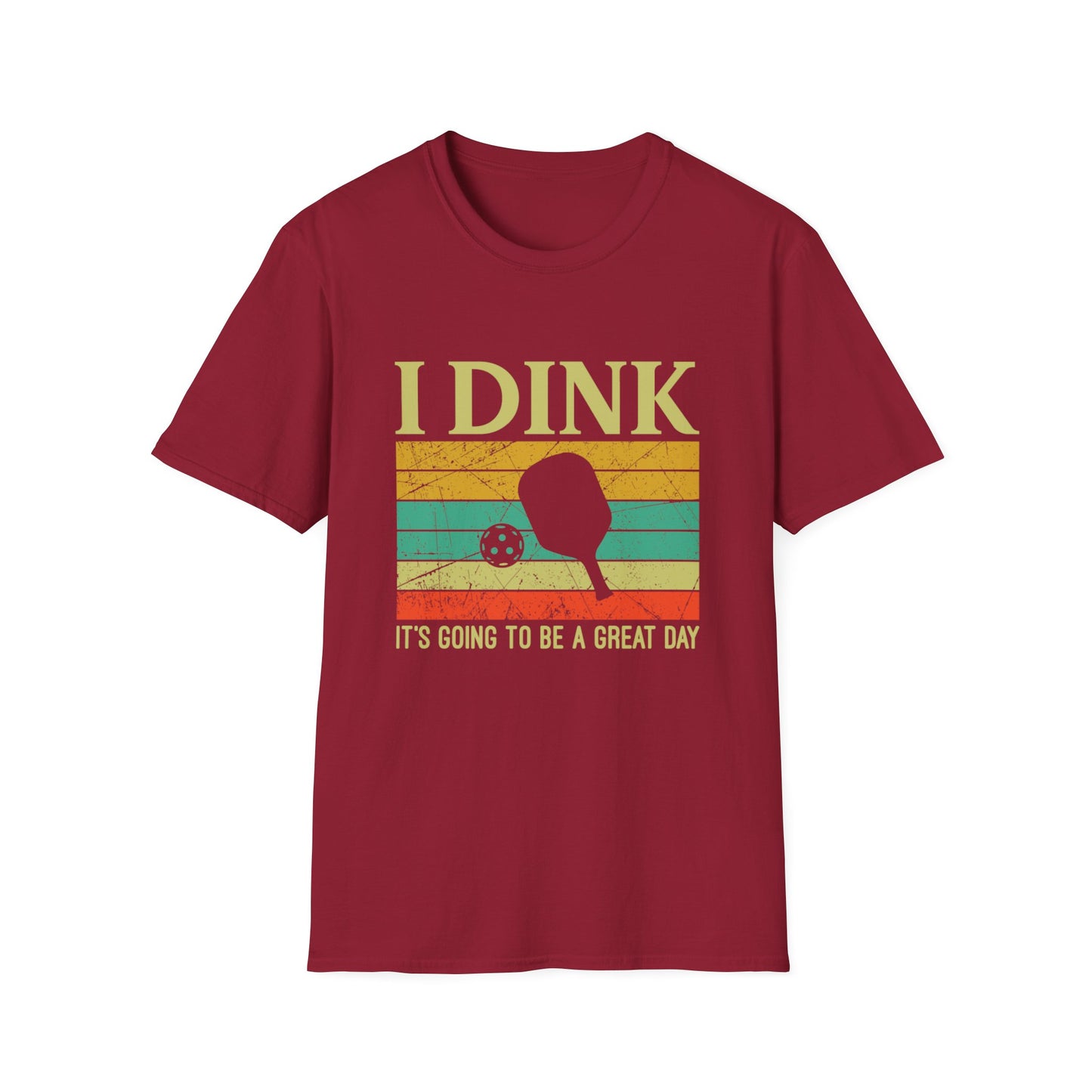 Men's Pickleball T-shirt - I Dink It's Going To Be a Good Day Retro Red