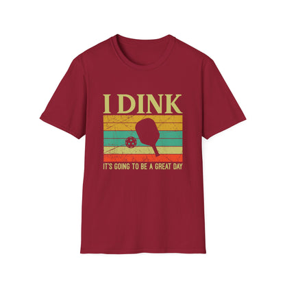 Men's Pickleball T-shirt - I Dink It's Going To Be a Good Day Retro Red