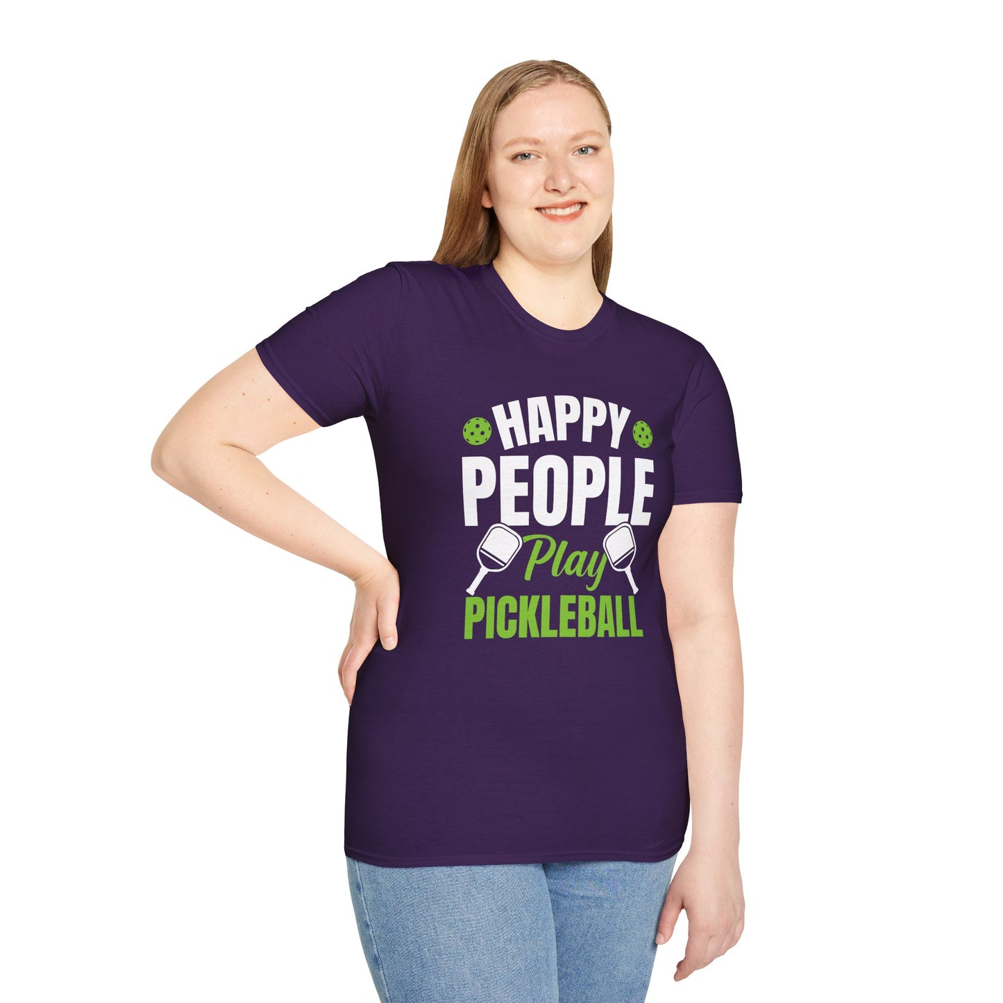 Women's Soft Pickleball T-shirt - Happy People Play Pickleball